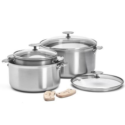Set lonaca ALCHIMY LOQY, 3 kom, srebrna, nehrđajući čelik, de Buyer