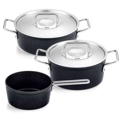 Set posuđa ADAMANT, poklopac za lonac od nehrđajućeg čelika, set od 3 kom, neprijanjajuća površina, Fissler