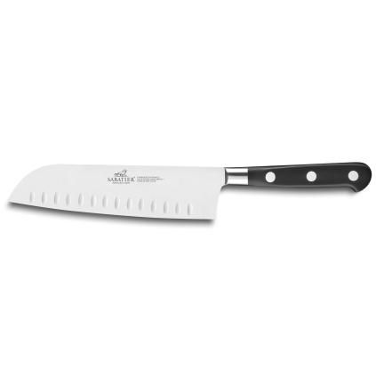 Santoku nož IDÉAL, 18 cm, zakovice od nehrđajućeg čelika, crna, Lion Sabatier