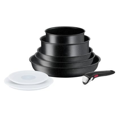 Set posuđa INGENIO BLACK STONE L3998802, set od 8 kom, neprijanjajuća površina, Tefal