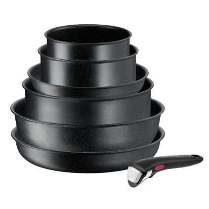 Set posuđa za jelo INGENIO BLACK STONE L3998702, set od 7 kom, neprijanjajuća površina, Tefal
