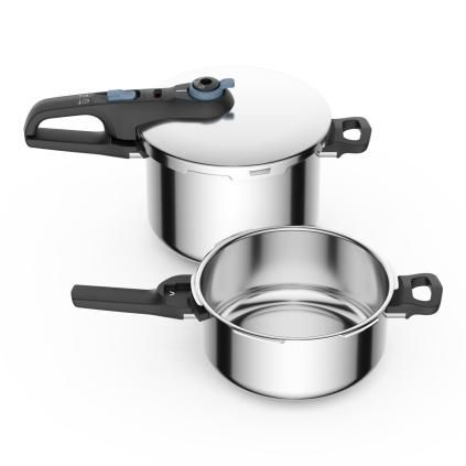 Ekspres lonac SECURE TRENDY P2584301, 4 + 6 l, set od 2 kom, inox, Tefal