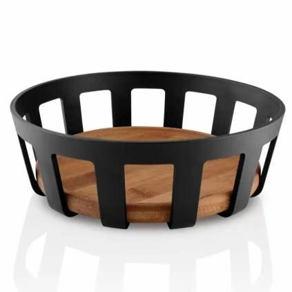 Košara za kruh NORDIC KITCHEN 22 x 7 cm, crna, plastika/bambus, Eva Trio