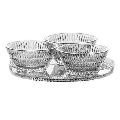 Zdjela za tapas ETHNO, 190 ml, set od 3 kom, s pladnjem, prozirna, Nachtmann