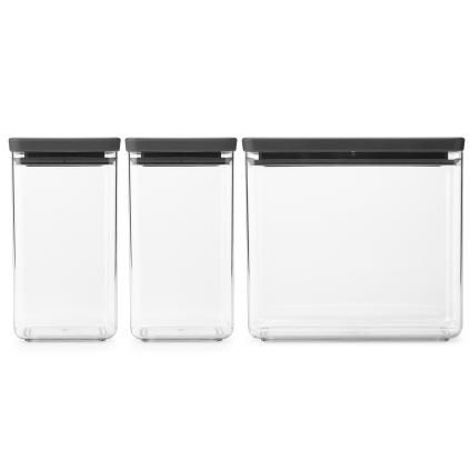 Posuda za čuvanje hrane TASTY PLUS, set od 3 kom, visoke, tamno siva, Brabantia