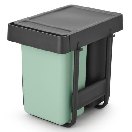 Ugradbena kanta za smeće SORT & GO, 2x 15 l, tamno siva / žad zelena, plast, Brabantia