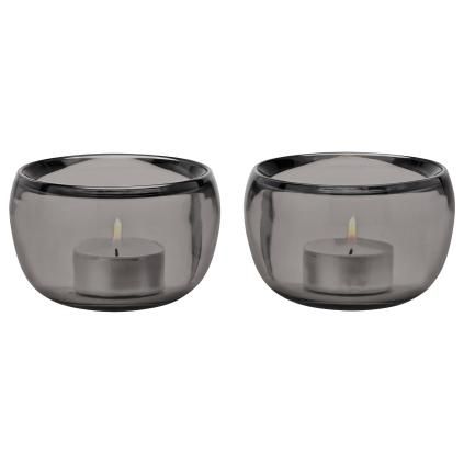 Svjećnjač za čajne svijeće ORA, 9 cm, set od 2 kom, dim, staklo, Stelton