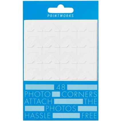 Kutovi za fotografije, set od 48 kom., samoljepljivi, bijela, papir, Printworks