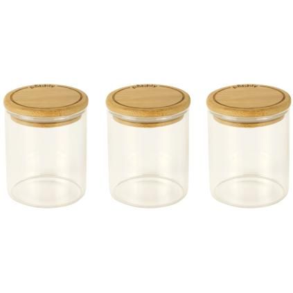 Kuhinjska posuda za pohranu PKV-014, 180 ml, set od 3 kom, staklo / bambus, Pebbly