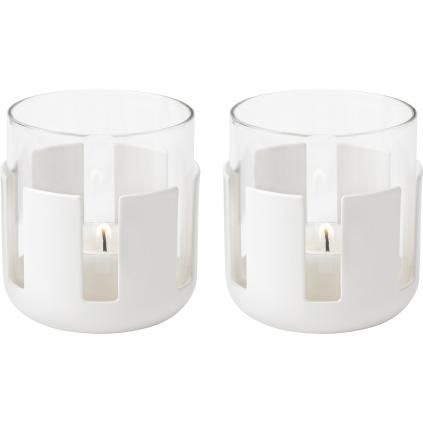 Svjećnjak za čajne svijeće LUNA, 7 cm, nježno bijela, nehrđajući čelik/staklo, Stelton