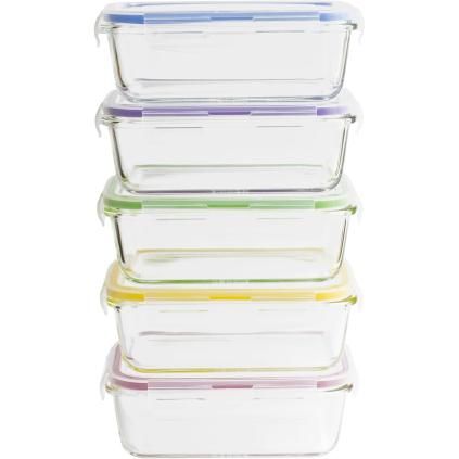 Posuda za čuvanje hrane PKV-5SRB 850 ml, set od 5 kom, staklo/plastika, Pebbly
