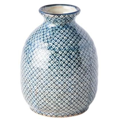 Sake boca SHIBORI, plava, keramika, MIJ