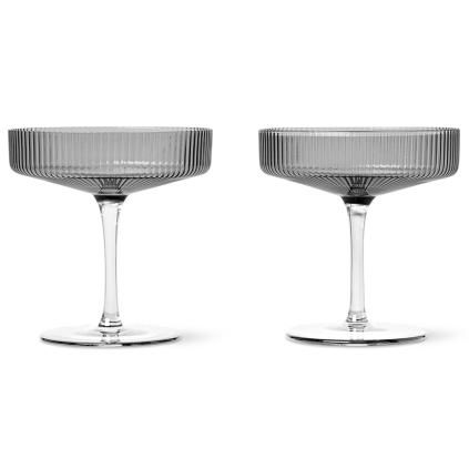 Čaša za šampanjac RIPPLE 150 ml, set od 2 kom, siva, čvrsta LIVING