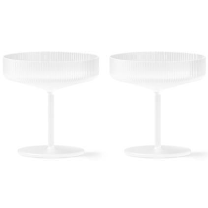 Čaša za šampanjac RIPPLE 150 ml, set od 2 kom, bijela, čvrsta LIVING