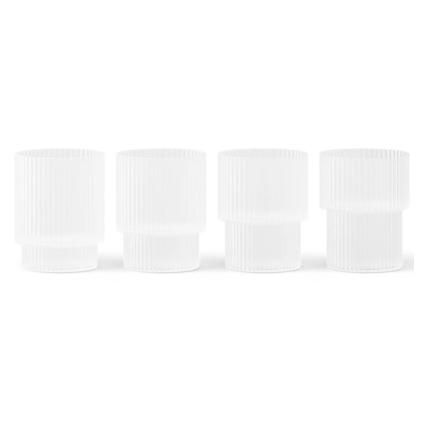 Čaša za vodu RIPPLE 200 ml, set od 4 kom, bijela, čvrsta LIVING