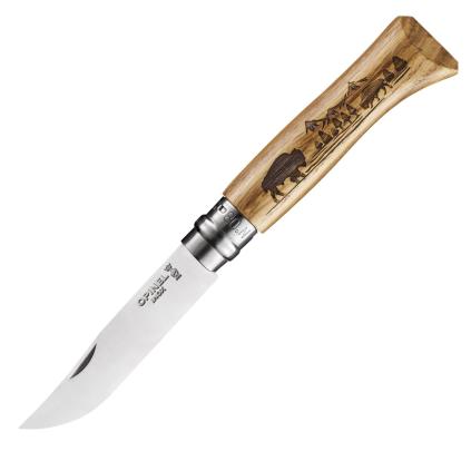 232495 kapesni nuz n 08 animalia buffalo 8 5 cm dubove drevo opinel