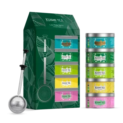 233006 darkova sada caju green teas 5 x 20 g plechovka infuzer kusmi tea