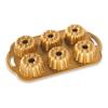 Pekač za kolače ANNIVERSARY BUNDLETTE BUNDT, za 6 mini torti, zlatna, Nordic Ware