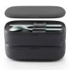 Kutija za užinu LUNCHBOX TO GO 1 l, s priborom, crna / crna, Lékué