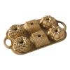 Pekač za kolače GEO BUNDLETTE BUNDT, za 6 mini torti, različiti oblici, zlatna, Nordic Ware