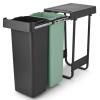 Ugradbena kanta za smeće, SORT & GO 2x 30 l, tamno siva/žad zelena, plast, Brabantia