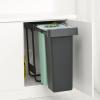 Ugradbena kanta za smeće, SORT & GO 2x 30 l, tamno siva/žad zelena, plast, Brabantia